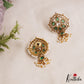 Elegant Pearl Border Floral Stud Earrings With Pearl Drops E1110 (Available In 5 Colors)