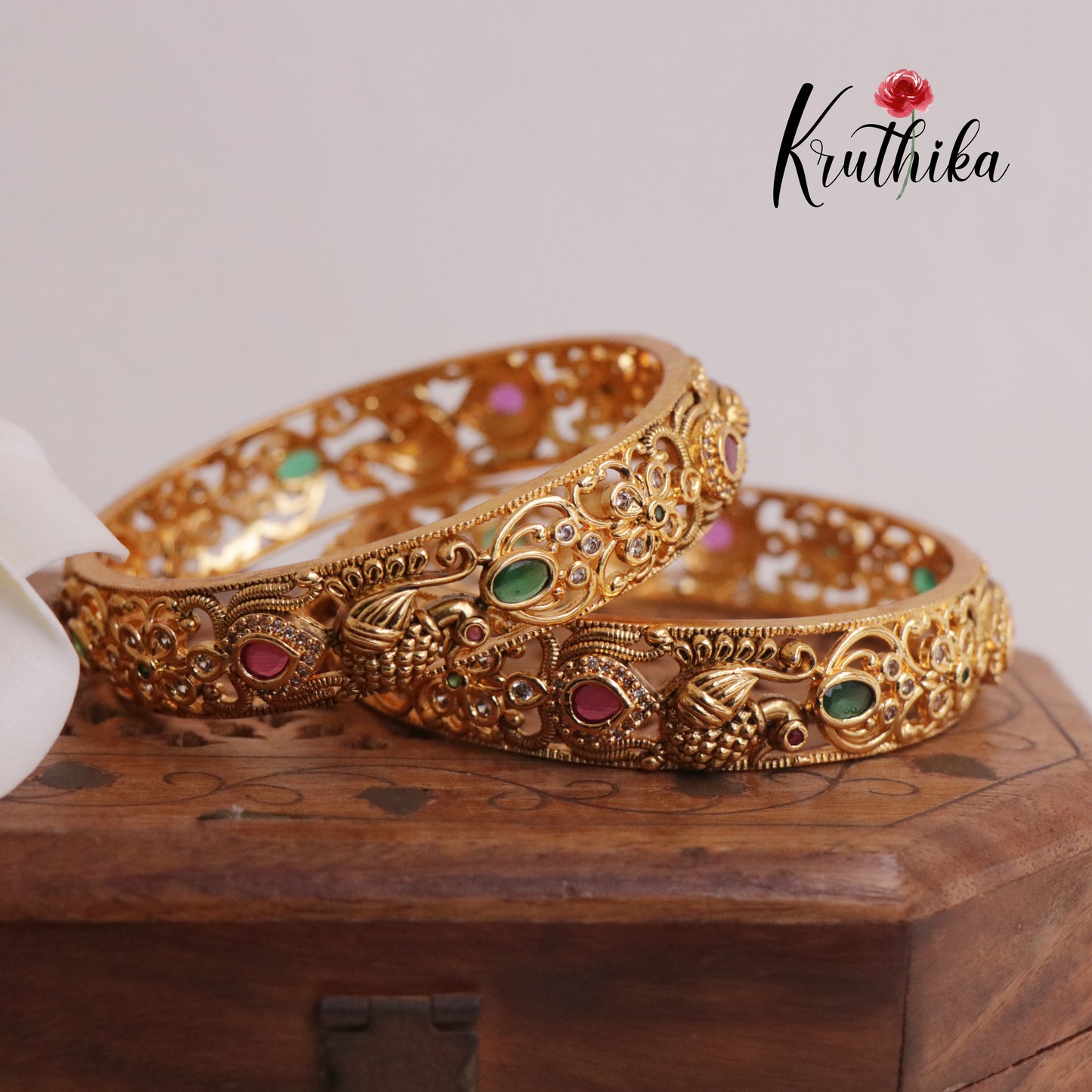Traditional AD Peacock Kada bangles E189