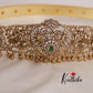Premium AD And Kemp Floral Peacock Motifs Hip Belt with Golden Drops V314
