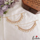Pretty Floral Motifs Triple Pearl Strand AD Earchains With Pearl Drops EC221