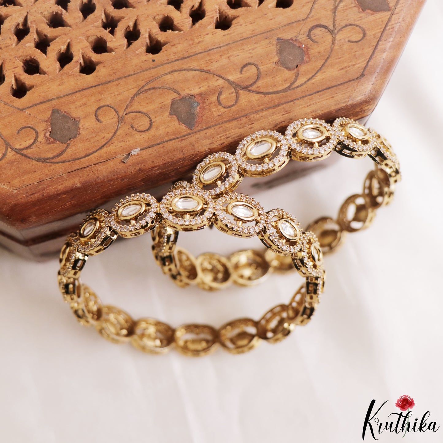 Elegant Geometric CZ Bangles B566 (Set of 2)