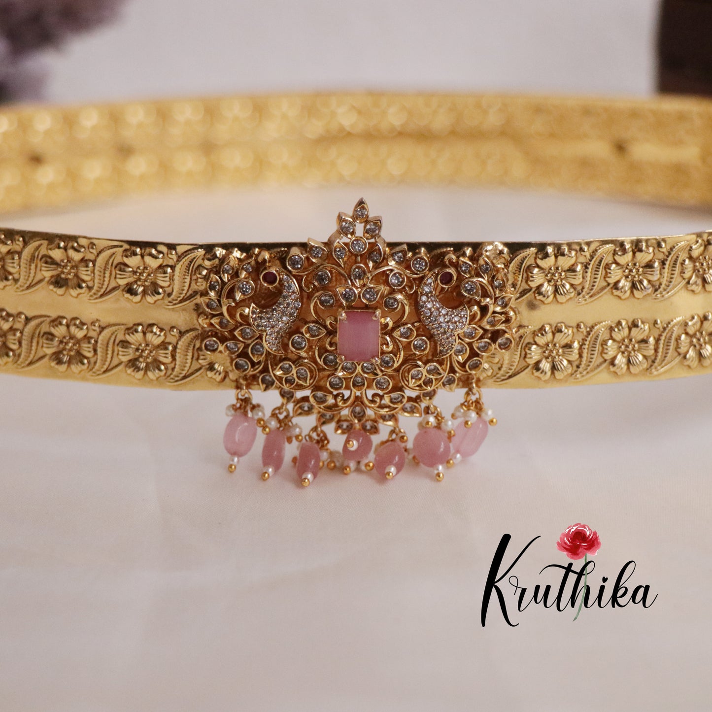 Premium CZ Peacock Victorian Hip Belts V284