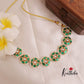 Elegant emerald Jadau Flower choker set 
NC1947
