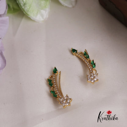 Premium AD Stone Floral Ear Climbers E778 (Available In 3 Colours)