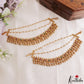 Premium Floral Motifs Multi Strand Earchains With Golden Bead Drops EC230