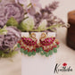 Sparkling Swan Motifs Jadau Stud Earrings With Green Bead Drops E1047