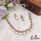 Stunning Teardrop Motifs Diamond-Finish Gold-Tone AD Choker NC2793