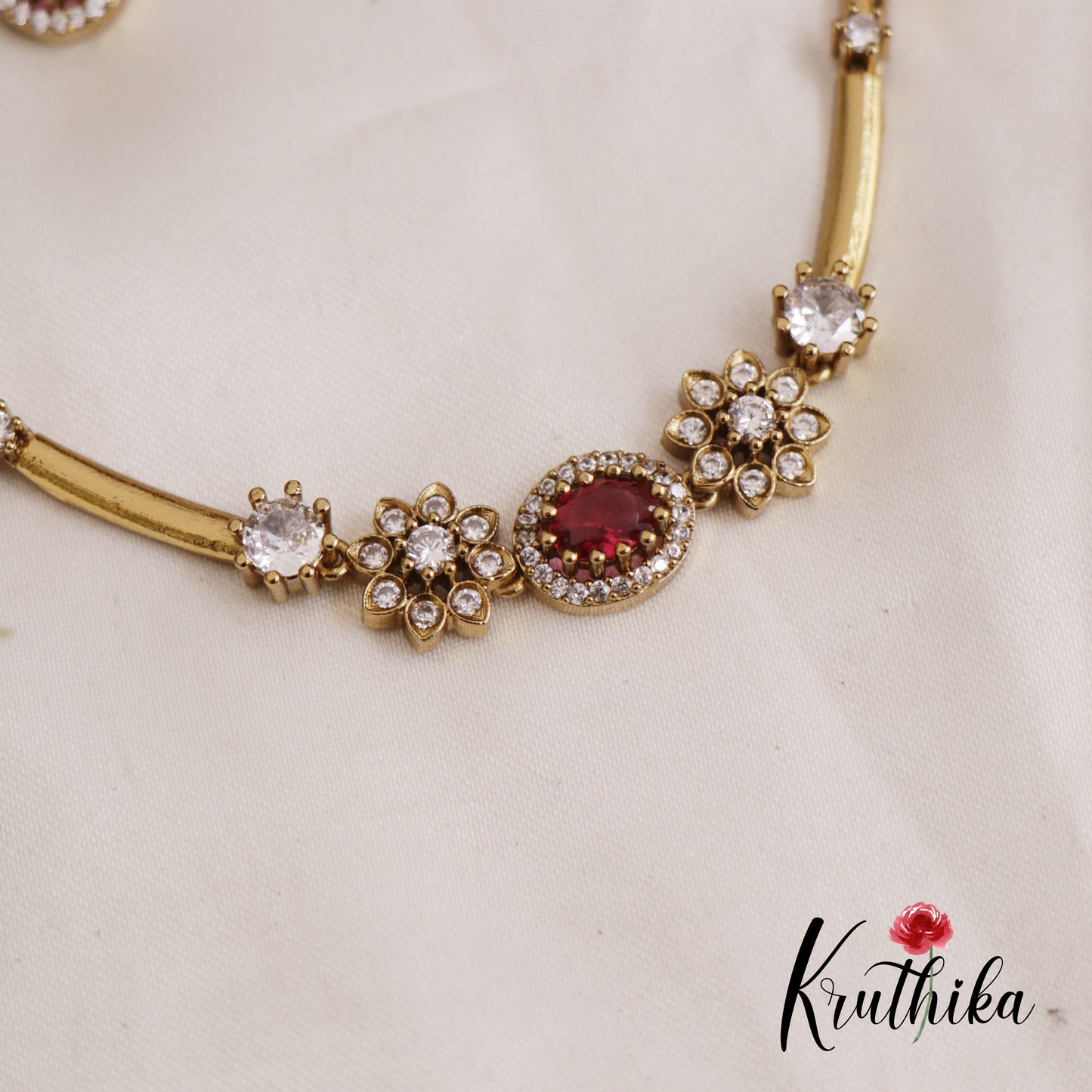 Elegant CZ Floral Sparking Victorian Necklace NC2586