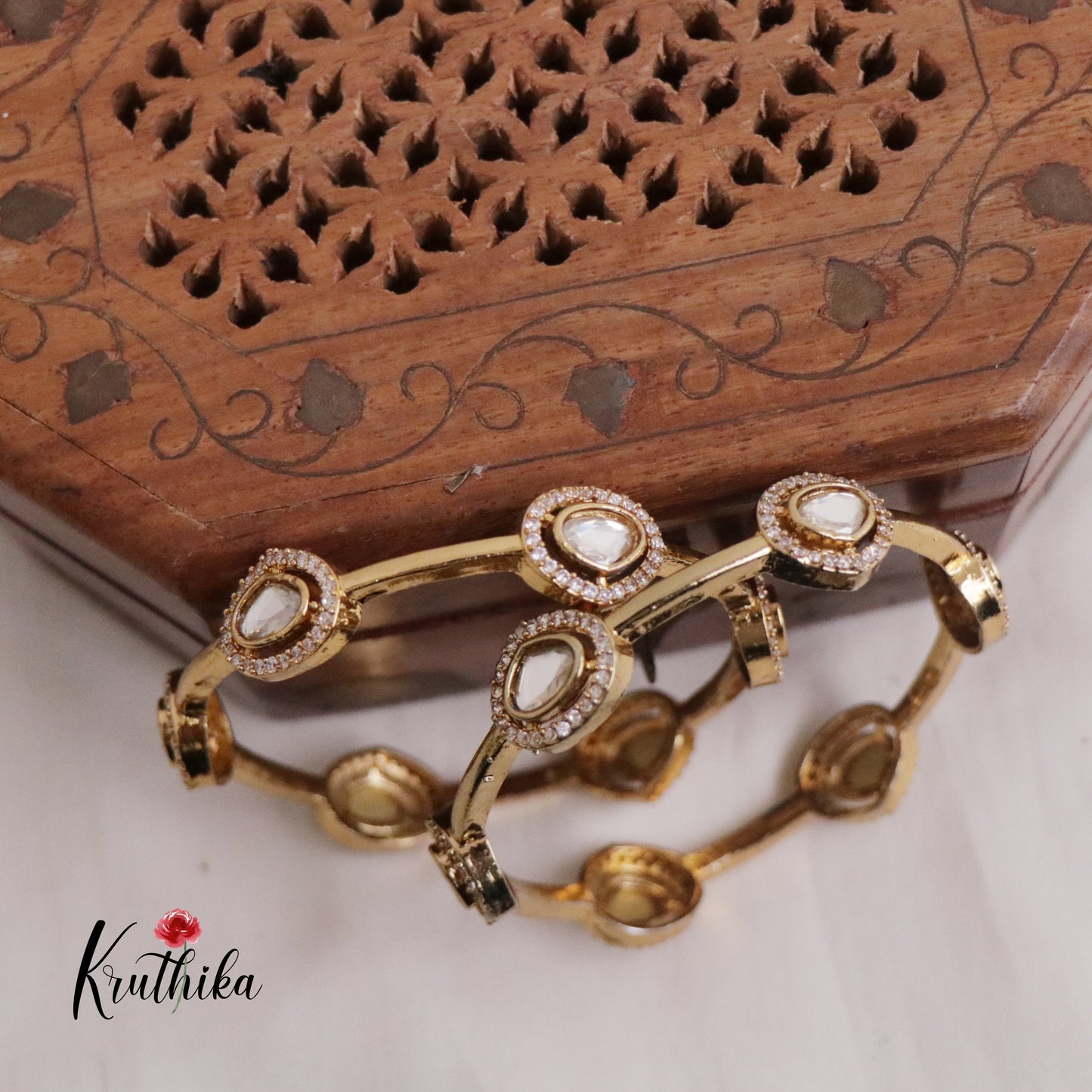 Trendy AD Victorian Bangles B234 (Set of 2 Bangles) (Available in 3 Colours)