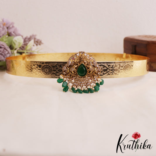 Classic AD Elephant Motifs Hip Belt With Bead Drops V347 (Available In 3 Colors)