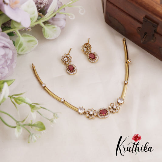 Elegant CZ Floral Sparking Victorian Necklace NC2586