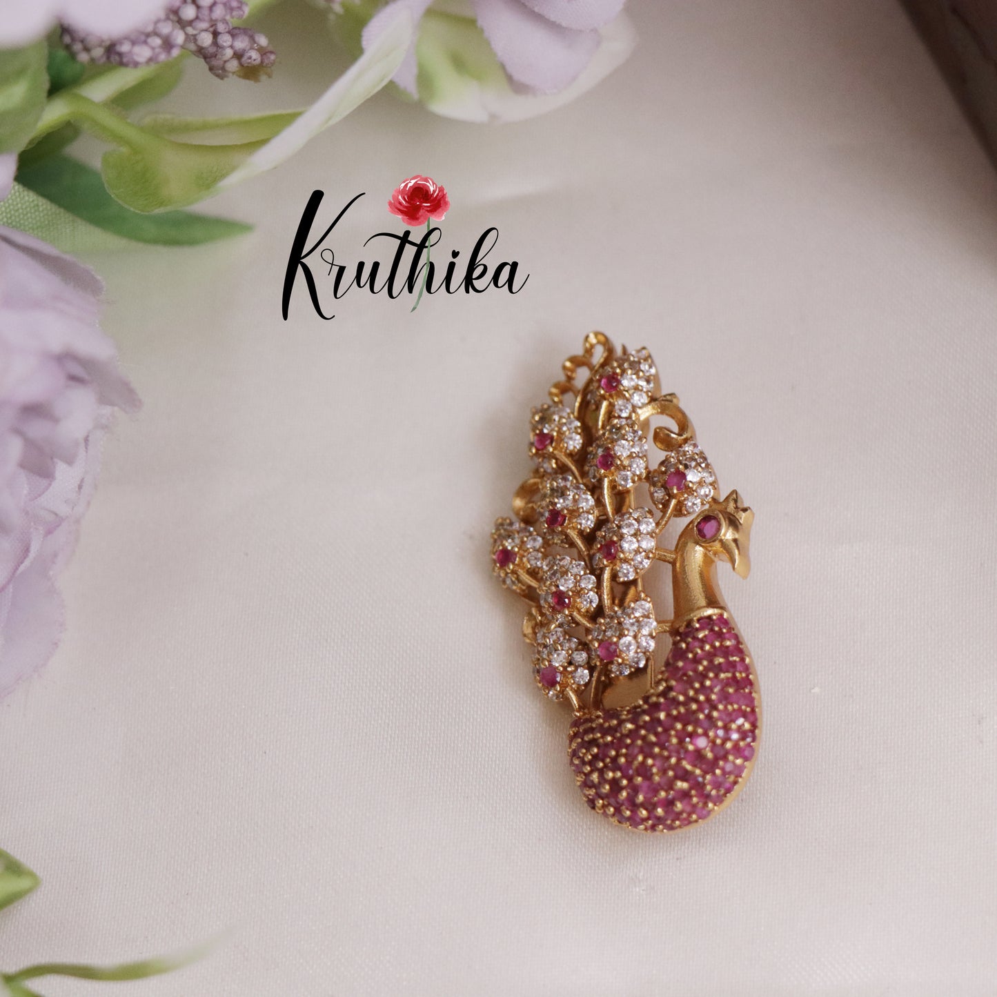 Trendy CZ Peacock Saree Pin SP02 (Available in 2 colours)