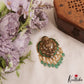 Premium Antique Nagas Lakshmi Motifs Jadau Pendant With Green Bead Drops PS293 (Available In 3 Colors)