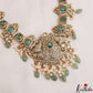 Stunning Geometric Motifs AD Victorian Haaram With Mint Green Bead Drops LH2102