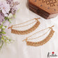 Premium Floral Motifs Multi Strand Earchains With Golden Bead Drops EC230