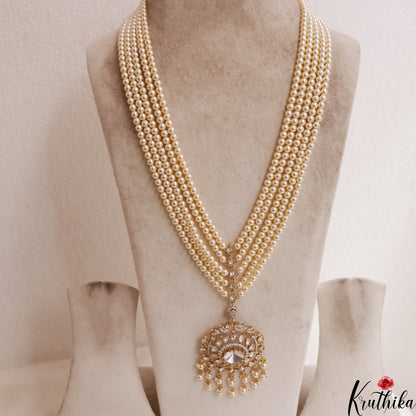 Stunning Multi Strand Pearl Chain With Polki Victorian Pendant LH2112 (Available In 4 Colors)