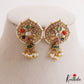 Elegant Pearl Border Floral Stud Earrings With Pearl Drops E1110 (Available In 5 Colors)