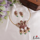Classic Peacock Motifs Kemp Hasli Choker With Pearl Bead Drops NC3258 (Available In 3 Colors)