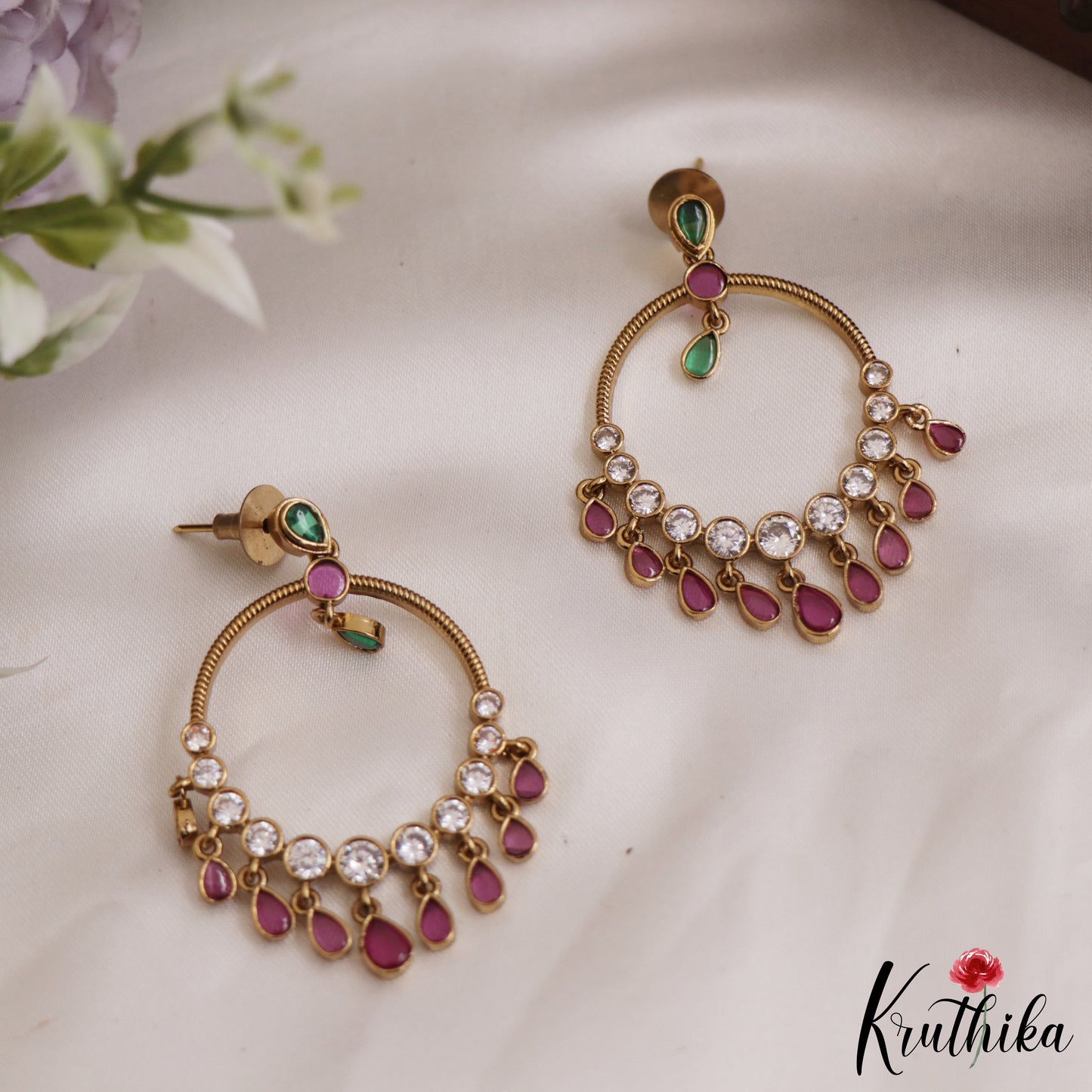 Beautiful Teardrop Chandbali Earrings E875 (Available In 2 Colors)