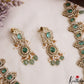 Stunning Geometric Motifs AD Victorian Haaram With Mint Green Bead Drops LH2102