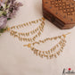 Elegant Triple Pearl Strand Earchains With Green Bead Drops EC222
