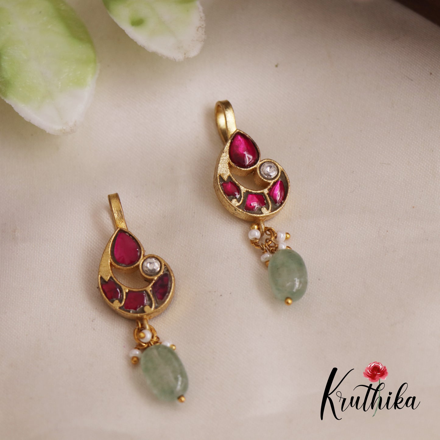 Classic Jadau Teardrop Earcuffs | Upper Earrings | Bugadi Earrings E823