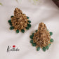 Premium AD Lakshmi Jhumkas with Green Beads Drops E670