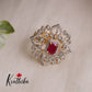 Beautiful CZ Sparking Floral Finger Ring R48 (Available in 3 Colours)