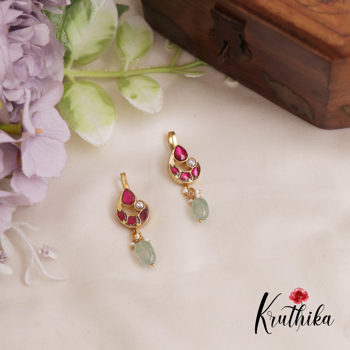 Classic Jadau Teardrop Earcuffs | Upper Earrings | Bugadi Earrings E823