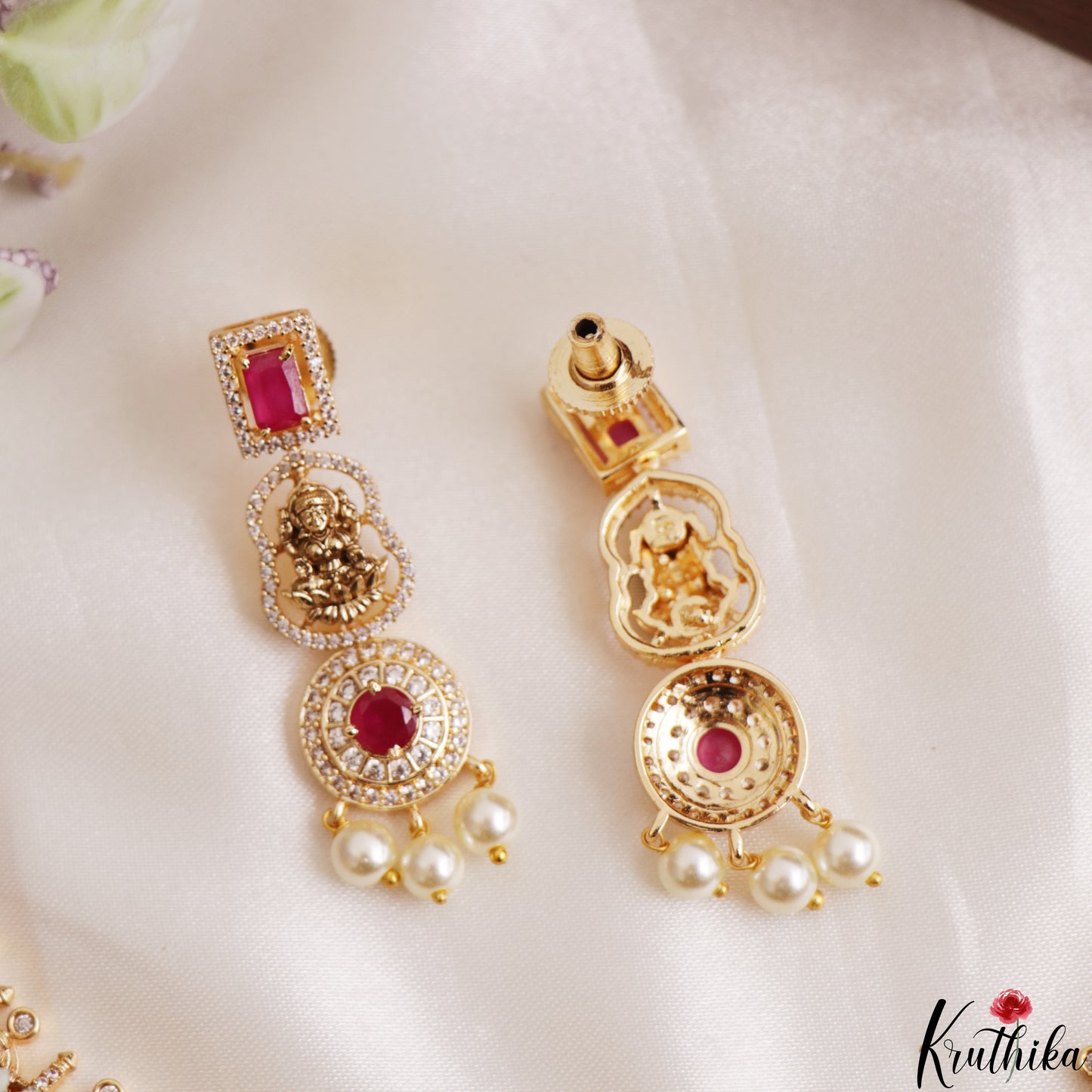 Premium Antique Nagas Lakshmi Motifs Temple Choker With Pearl Drops NC3178 (Available In 2 Colors)