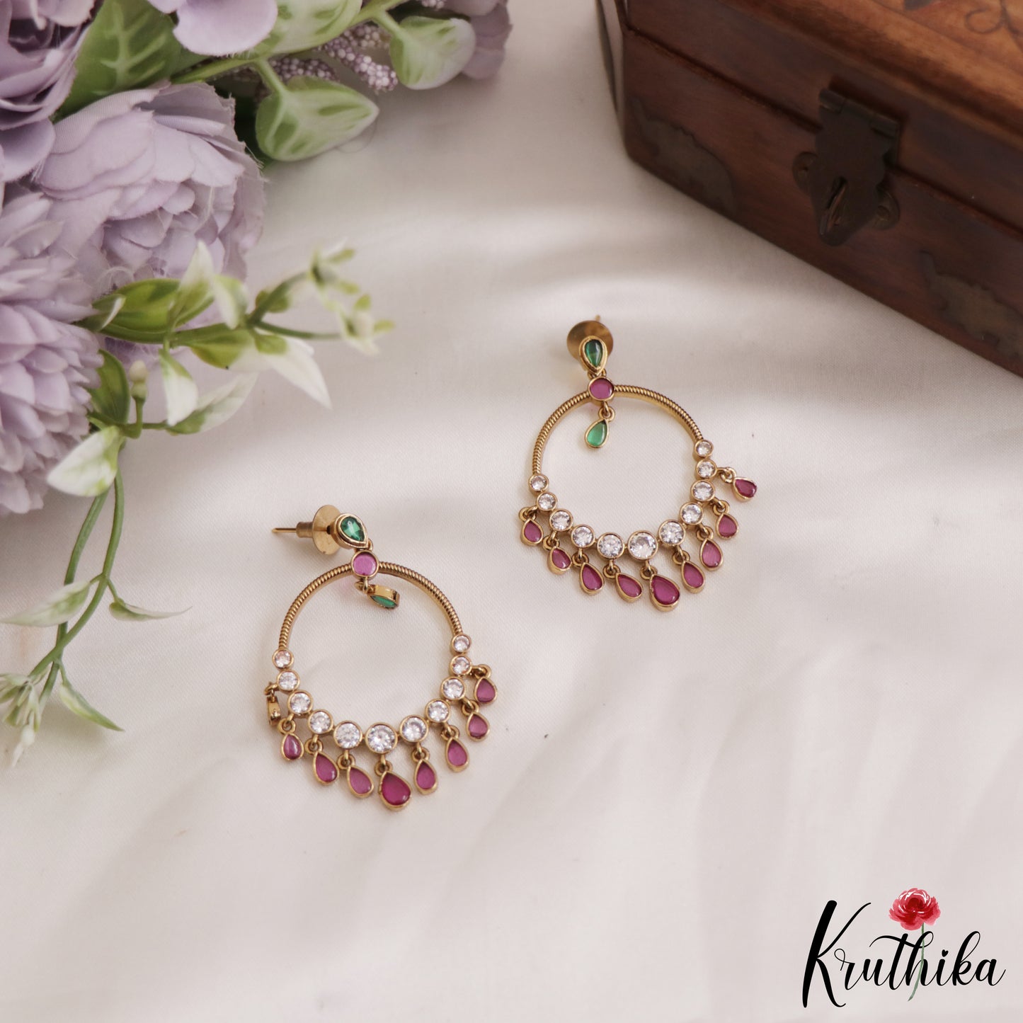 Beautiful Teardrop Chandbali Earrings E875 (Available In 2 Colors)