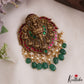 Premium Antique Nagas Lakshmi Motifs Jadau Pendant With Green Bead Drops PS293 (Available In 3 Colors)