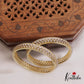 Sparkling Diamond-Finish Gold-Tone AD Bangles B450 (Set of 2)
