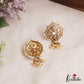 Elegant Pearl Border Floral Stud Earrings With Pearl Drops E1110 (Available In 5 Colors)