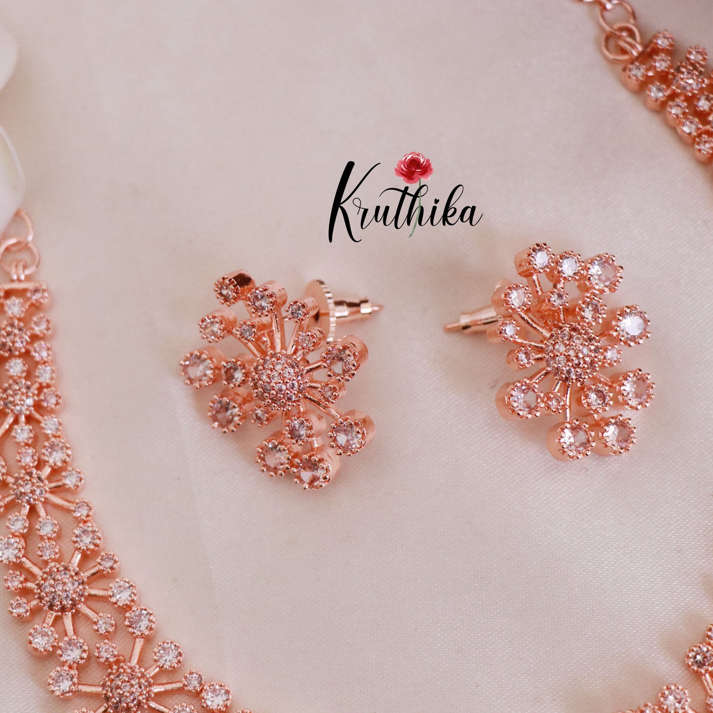 Trendy CZ/AD Flower Design Necklace NC1829 (Available in 3 colours)