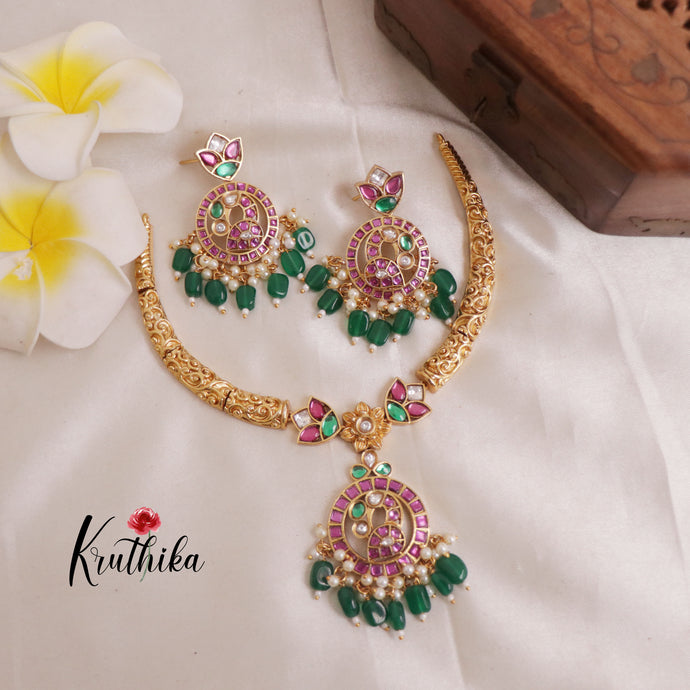 Pretty jadau peacock hasli Necklace NC1951
