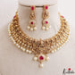 Premium Antique Nagas Lakshmi Motifs Temple Choker With Pearl Drops NC3178 (Available In 2 Colors)