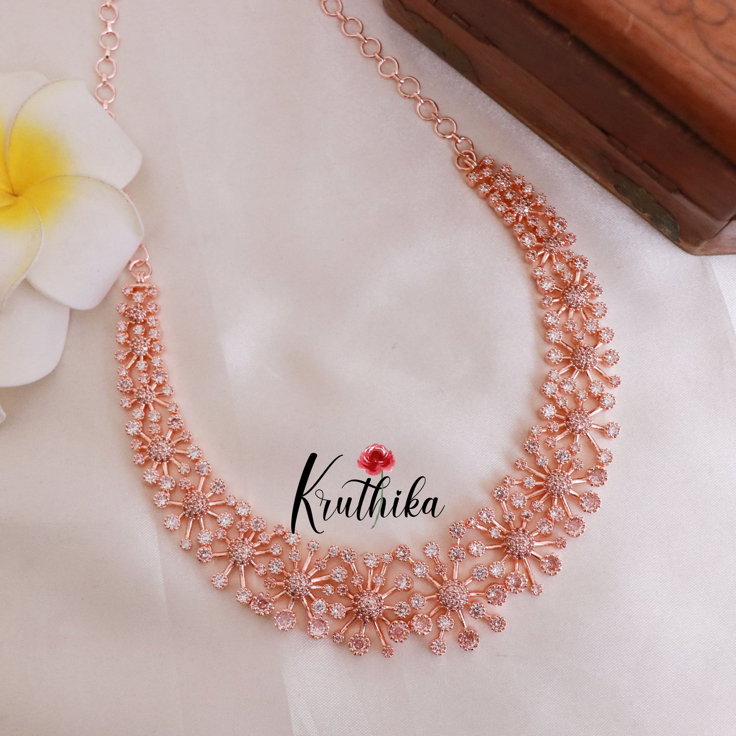 Trendy CZ/AD Flower Design Necklace NC1829 (Available in 3 colours)