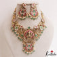 Premium Antique Nagas Lakshmi Elephant Motifs Jadau Necklace With Green Bead Drops NC3137