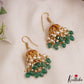 Pretty Teardrop Motifs Jadau Jhumkas With Pearl And Bead Drops E1087