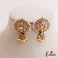 Elegant Pearl Border Floral Stud Earrings With Pearl Drops E1110 (Available In 5 Colors)