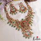 Premium Antique Nagas Lakshmi Elephant Motifs Jadau Necklace With Green Bead Drops NC3137