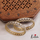 Elegant Floral Motifs AD Gold Finish Bangles B451 (Set of 2 Bangles)