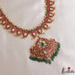 Traditional Two-In-One Reversible Mango Floral Motifs Jadau Haaram With Green Bead Drops LH2143
