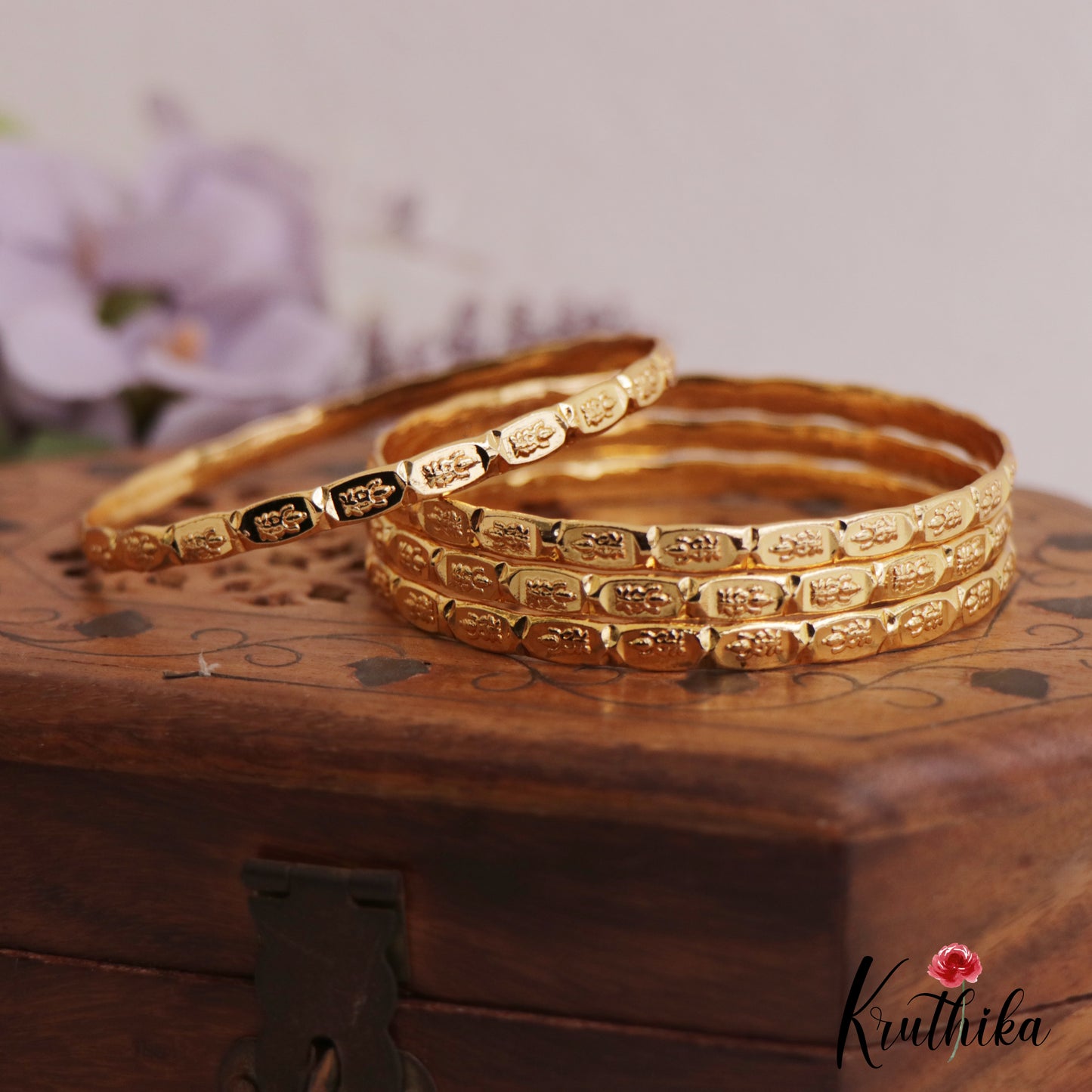 Elegant Lakshmi Motifs Daily Wear Bangles  B479  (Set of 4)