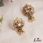 Elegant Pearl Border Floral Stud Earrings With Pearl Drops E1110 (Available In 5 Colors)