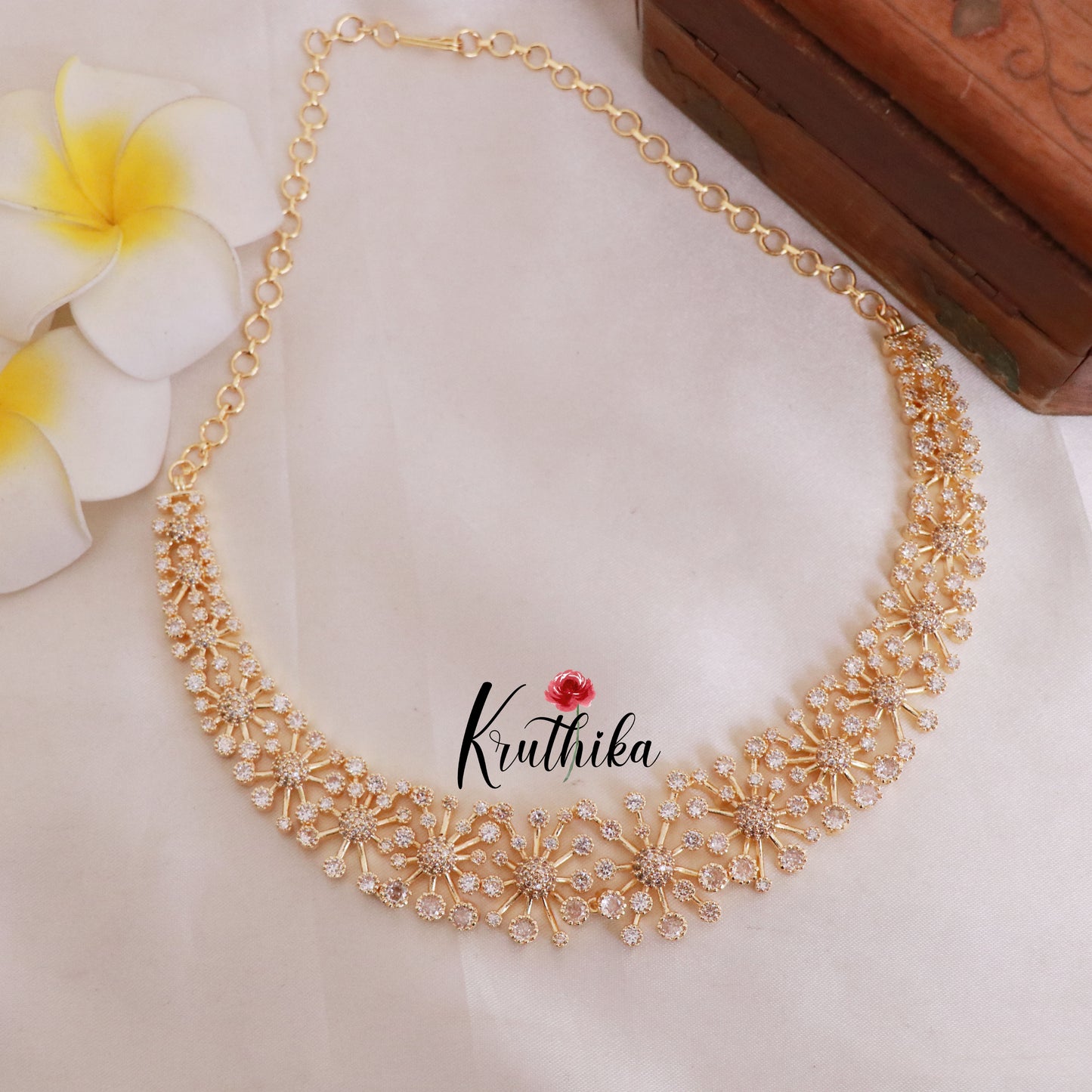 Trendy CZ/AD Flower Design Necklace NC1829 (Available in 3 colours)