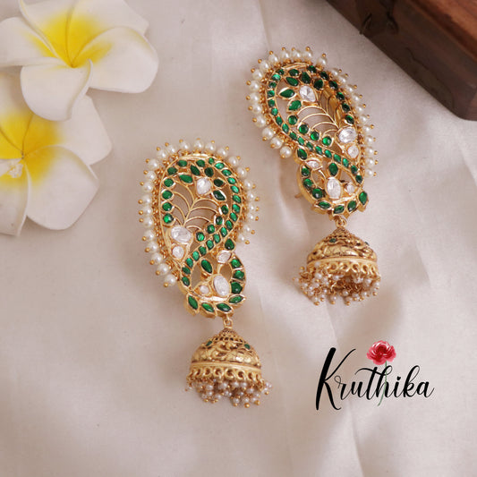 Pretty  Peacock Jhumkas Earcuff  E511 (Available in 3 Colours)