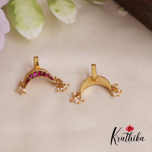 Simple Jadau Crescent Moon Earcuffs | Upper Earrings | Bugadi Earrings E821