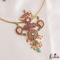 Elegant Floral Mango Motifs Kemp Hasli Choker With Pearl Bead Drops NC3259 (Available In 3 Colors)